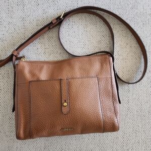 Fossil Gemma Pebble Congnac Brown Leather Crossbody Bag